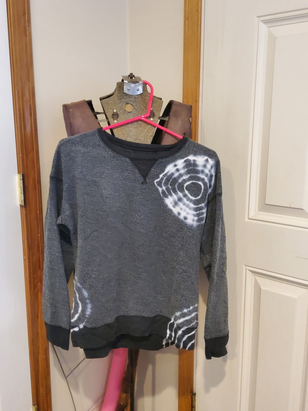 Justice Gray Tie-Dye Crewneck Sweatshirt with White Accents